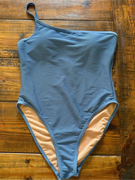 J. Crew Other - NEW J. Crew Ribbed Blue One Shoulder Strap One Piece Swimsuit Size 10 Blue NWT